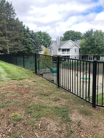 Black 2-Rail Picket Fence With Flat Top And Flush Bottom