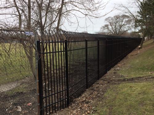Elite 10' High EFS-66 4-Rail Black Aluminum Picket Fence 1