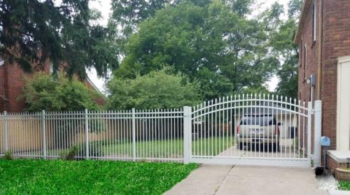 Elite EFS-10 White Aluminum Picket Curved Top Swing Gate