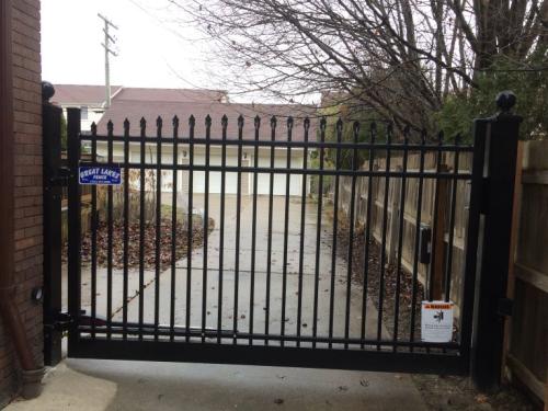 Elite Industrial Grade Pressed Point Aluminum Picket Single Swing Gate With Liftmaster 500 Operator