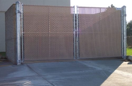Galvanized Chain Link Dumpster Gates For 3-Sided Brick Enclosure Including Bottom Locking Slats