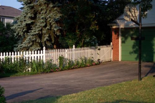 Painted White French Gothic Wood Picket Fence Along With Gothic Posts