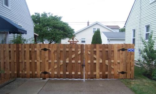 Shadowbox Dogear Wood Double Swing Privacy Gate