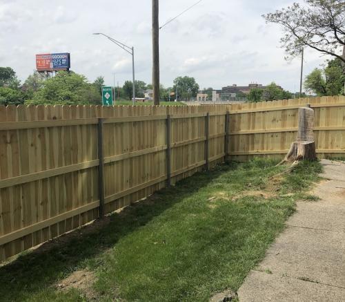 Solid Board Dogear Premium Treated Wood Privacy Fence On Postmaster Post - Inteiror View