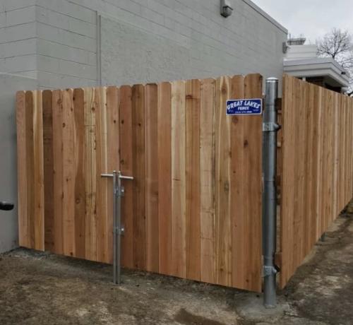 Solid Board Dogear Western Red Cedar Wood Dumpster Enclosure