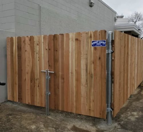 Solid Board Dogear Western Red Cedar Wood Dumpster Enclosure
