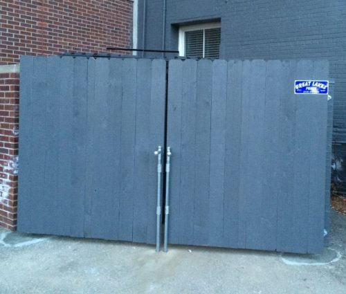 Solid Board Premium Treated Wood Stained Dumpster Gates With Drop Bars