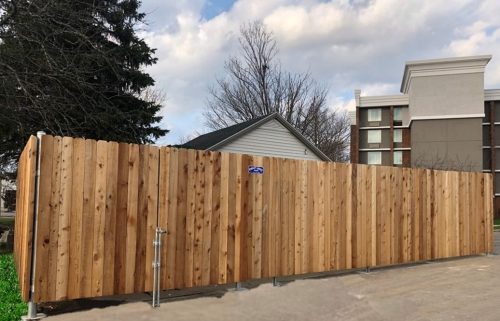 Solid Board Western Red Cedar Dogear Multiple Dumpster Enclosure - Front View