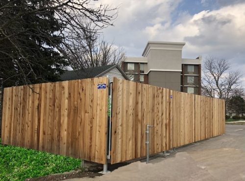Solid Board Western Red Cedar Dogear Multiple Dumpster Enclosure - Side View 2